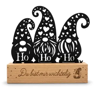 Weihnachtsdeko Aufsteller – Baum oder Wichtel – Holz – (Wichtel-Wichtelig) | Für Fensterbank, Regal & Sideboard,Moderner skandinavischer Stil,schwarzes Design,Wiederverwendbare Adventsdekoration Scandi