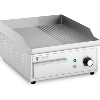 Royal Catering Elektro Grillplatte 360 x 380 mm Ribber - Silber