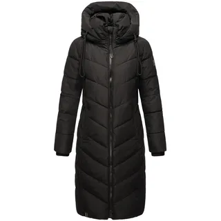 Navahoo Damen, Wintermantel Warmer Langer Steppmantel mit Abnehmbarer Kapuze Sahnekatzii XIV Black Gr. 4XL - 4XL