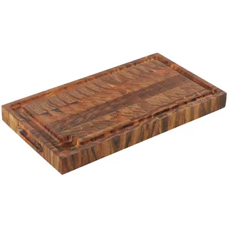 Zassenhaus Tranchierbrett, Saftrille, 45×25×4 cm, robustes Akazienholz | Messerfreundlicher Hackblock aus nachhaltigem Hartholz mit Griffmulden – pflegeleichtes, lebendiges Unikat.