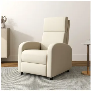 HOMCOM Relaxsessel Fernsehsessel, gepolstert, Sessel mit verstellbarer Rückenlehne (gepolstert TV-Sessel, 1-St., Liegesessel mit Leinenoptik, Fußstütze), bis 120 kg Belastbar, für Wohnzimmer, Cremeweiß weiß