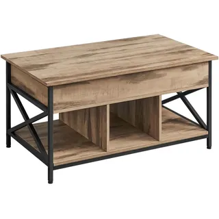 VASAGLE Couchtisch höhenverstellbar Braun Eiche 60 x 100 cm