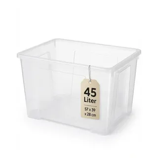 IKEA Samla Aufbewahrungsbox mit Deckel – 45L mit Deckel, Stapelboxen transparent – Robuste Boxen Aufbewahrung – Große Aufbewahrungsboxen für Haushalt & Keller - BxTxH: 57x39x28 cm