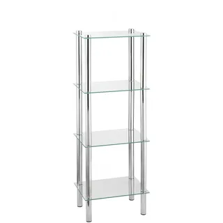 Wenko Badregal Yago Viereckig Chrom mit 4 Glasablagen 104 cm