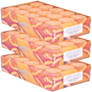 pajoma Duftteelicht Mango-Orange, 90 Stück (3 x 30er Pack) in Verschiedenen Düften erhältlich
