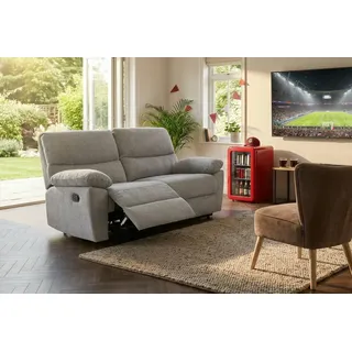 2-Sitzer HOME AFFAIRE "LANNOY, mit manueller o. elektrischer Relaxfunktion in beiden Sitzen.", grau (hellgrau), B:146cm H:96cm T:94cm, Sofas, Elektrische Variante mit USB A/C. Federkern, Webstoff