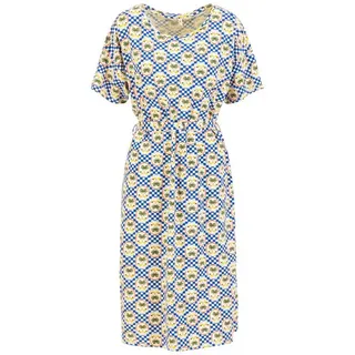 Blutsgeschwister Sommerkleid - Easy Goes Happy - Kleid Damen - Midikleid - Jerseykleid Abnehmbarer Bindegürtel blau M