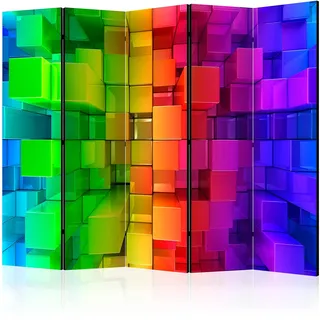 murando Akusticher Raumteiler 3D Effekt Foto Paravent 225x172 cm beidseitig auf Vlies-Leinwand Bedruckt Akustikschaum Trennwand Spanische Wand Sichtschutz Home Office geometrisch bunt f-A-0364-z-c