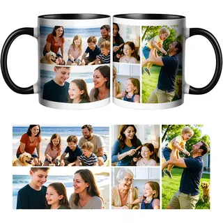 CWYW Personalised Coffee Mug with Photo Personalised Ceramic Mug Personalised Mug with 5 Photos/Logo Personalized Gifts Designed for Family,Birthdays,Weddings