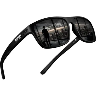 Rapley Polarisierte Sonnenbrille Herren schwarz - Verspiegelte Gläser mit UV400 der Kat.3 - Für Autofahren, Angeln, Sport und Outdoor