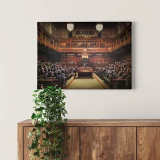 A.S. Création Leinwandbild Affen - Kunstdruck braun - 70x50 cm Querformat - Wanddekoration Wohnzimmer - Bild auf Keilrahmen