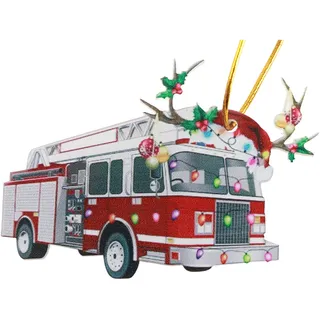 Personalisierter Feuerwehrwagen-anhänger Für Den Weihnachtsbaum – Fahrzeuggeschenk-dekoration