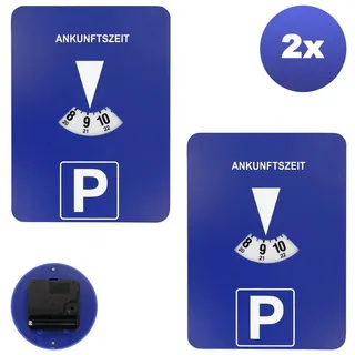 EAXUS elektronische Parkscheibe 2er Set Elektrisch und Mitlaufend fürs Auto - Parkzeitmesser, Elektronische Parkuhr blau|weiß