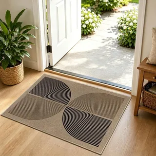 Capslpad Fußmatte außen und Innen 50 x 80 cm, Jute Aussehen rutschfeste Schmutzfangmatte Dünne Türmatte, Waschbar Fussmatte Aussen für Haustür, Eingangsbereich, Balkon