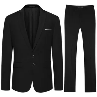 Allthemen Anzug (2 tlg) Herren Slim Fit Anzüge Modern Herrenanzug für Business schwarz 50