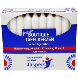 Jaspers Kerzen Tafelkerze Boutique-Kerzen Hotelpackung weiß 30er Pack durchgefärbt weiß
