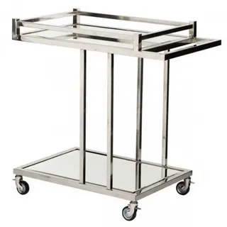 Casa Padrino Luxus Bar Trolley Servierwagen aus Edelstahl und Glas 78 x 46 x H. 79 cm - Luxus Hotel & Restaurant Einrichtung Möbel