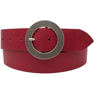 AnnaMatoni Damen Leder Gürtel Vollleder Runde Schließe in Rindleder 4cm breit ECHT Leder (110, rot)