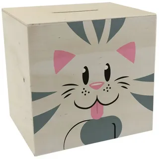 speecheese Spardose Spardose aus Holz mit niedlichem Katzen-Gesicht - für kleine Kinder