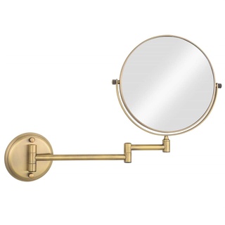 Kosmetikspiegel zur Wandmontage, 1X&3X/5X/7X/10X Kosmetikspiegel mit Vergrößerung, 8 Zoll doppelseitige Messing-Klapp-Schwenk-Rasierspiegel,Bronze,10X
