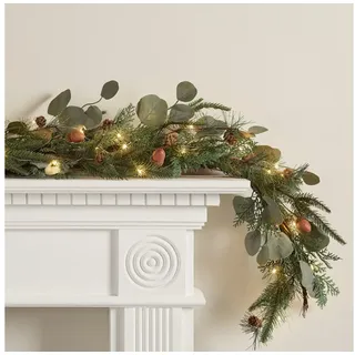 Lights4fun LED-Girlande 1,5m Eichel und Tannenzapfen Weihnachtsgirlande mit Beleuchtung