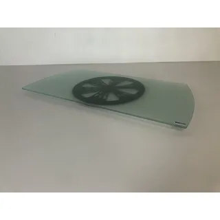 Tecnidea TV-Basis, drehbar, GK 70, auch für PC, Tischplatte aus satiniertem gehärtetem Glas, Drehscheibe schwarz, Maße: Vorderseite 77 x 38 cm, Tragkraft 40 kg.