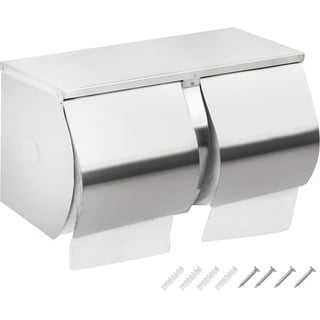 Desyeryamimi Doppelrollen-Toilettenpapierhalter Spender mit Ablage, kommerzielle 2 Rollen nebeneinander, Edelstahl, Toilettenpapierhalter/Spender, Wandhalterung für Badezimmer/Toilette, gebürstete