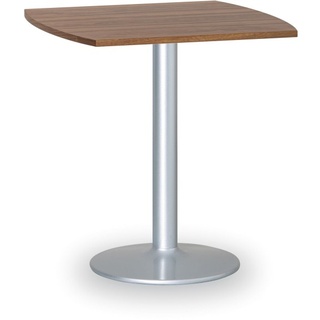 Konferenztisch rund, Bistrotisch FILIP II, 66x66 cm, graue Fußgestell, Platte Nussbaum