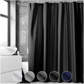 LuxusKollektion Duschvorhang Duschvorhang 120x180 cm Anti-schimmel PVC Schwarz wasserabweisend schwarz