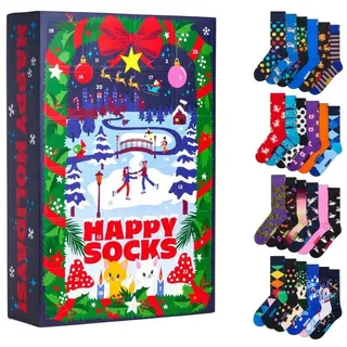 Happy Socks Socken Tagessocke Crew Weihnachtsspecial #5 - Adventskalender mit 24 Paar bunt 41-46
