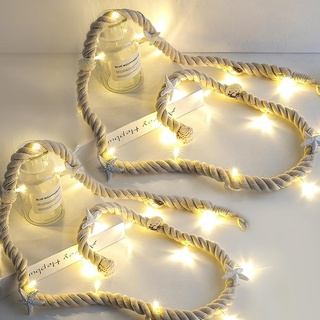2 Stück LED Lichterkette Seil, LED Muschel Lichterkette, 15 Leds Lichterkette, Seestern Muscheln Deko Lichterketten für Weihnachten, Party, Hochzeit Gartenleuchte, 1.5 M(Batterie nicht inbegriffen)