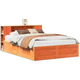 vidaXL Massivholzbett ohne Matratze Wachsbraun 140x200 cm Kiefernholz