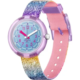 Flik Flak Shine in Rainbow 32 mm Gehäuse lila Silikonarmband Silber