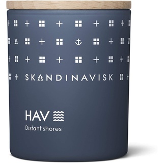 Skandinavisk HAV 'Meer' Mini Duftkerze. Duftnoten: Salziges Sprühwasser (Gischt) und Seegras, Weißdorn und Strandrose. 65 g.