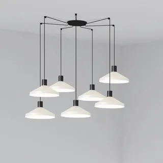 FARO KOMBO 400 7-flg. Ø400 dimmbar Stahl/beige