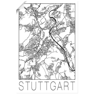 Wandbild ARTLAND "Retro Karte Stuttgart Deutschland" Bilder Gr. B/H: 60 cm x 90 cm, Poster, schwarz Bild Poster Bilder als Alubild, Leinwandbild, Wandaufkleber oder in versch. Größen