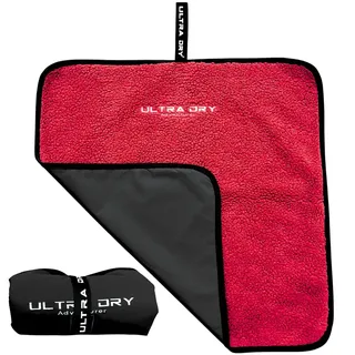 Ultra Dry Wickelunterlage für Outdoor-Wickeln, Surfen und Schwimmen, kompakt, tragbar und weich, wasserabweisend, Rot/Schwarz