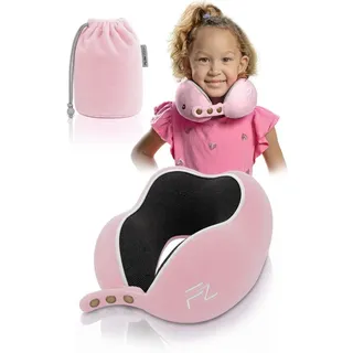 FLOWZOOM Nackenhörnchen COMFY KIDS Nackenkissen Kinder – Reisekissen Memory-Schaum, Kinder-Reisekissen Memory-Foam - Nackenhörnchen Kinder rosa