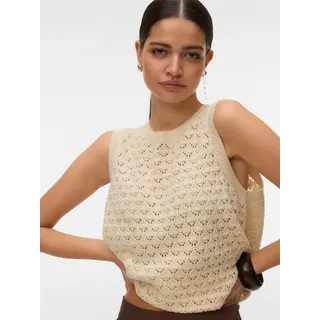 Vero Moda Stricktop VMJAQUELINE SL O-NECK TOP BOO mit zartem Ajourmuster beige S (36)