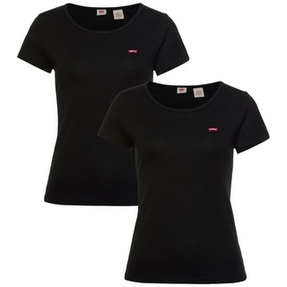 Levi's® T-Shirt Mini-Logo (2-tlg., 2er-Pack) mit kleiner Markenlogo-Stickerei auf der Brust schwarz S (34)