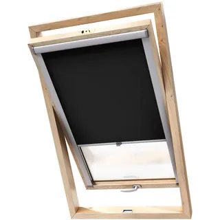 Stylo Verdunkelungsrollo für Dachfenster – für FAKRO-Fenster - 100% Verdunkelung - Aluminium für FAKRO-Fenster – Thermoisolierung – Mechanismus – Sonnenschutz FAKRO 66/118 Schwarz