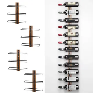 Shally Dogan Wandregal für Weinflaschen mit Fächern für Weinflaschen, Wandregal, Montagehalterung, kreativ, industriell, Bar für Küche, Esszimmer, Keller (4 Stück)