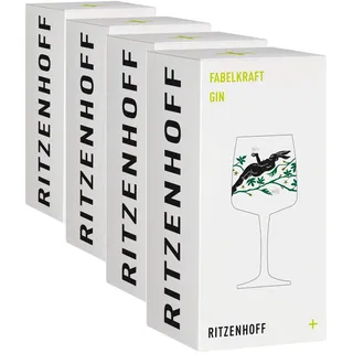 RITZENHOFF 3458002 Gin-Glas 700 ml - Serie Fabelkraft Motiv Nr. 2 - Cocktailglas mit Venusillustration - Made in Germany, Schwarz, Grün, Platin (Packung mit 4)