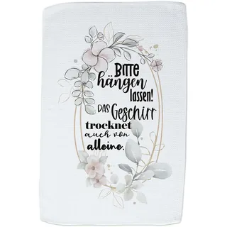 GRAZDesign Geschirrtuch Bitte hängen Lassen mit Spruch - lustiges Motiv - Küchentuch Geschenk Abtrockentuch 40x60cm