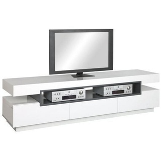 Novel Tv-Element, Grau, Weiß, Holzwerkstoff, 3 Schubladen, 200x52x50 cm, Wohnzimmer, TV Möbel, TV-Elemente