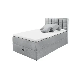 uno Polsterbett mit Bettkasten Alaska , grau , Maße (cm): B: 120 H: 123