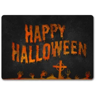 speecheese Fußmatte Happy Halloween Fußmatte randlos mit Friedhof Motiv