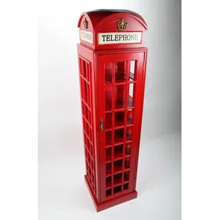 point home Weinregal Getränkeregal Flaschenregal Weinschrank 'Telefonzelle' im Retrolook Rot 171cm