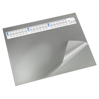 Läufer 44533 Durella DS Schreibtischunterlage mit transparenter Auflage und Kalender, rutschfeste Schreibunterlage, 40 x 53cm, grau