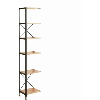 Möbilia Regal schmal 42,5 x 30 x 210 cm Natur-Schwarz